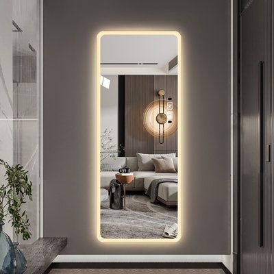 Touch LED Mirror, Full Length Dressing Mirror, Large Rectangle Bedroom  Bathroom Living Room Mirrors with Touch Button